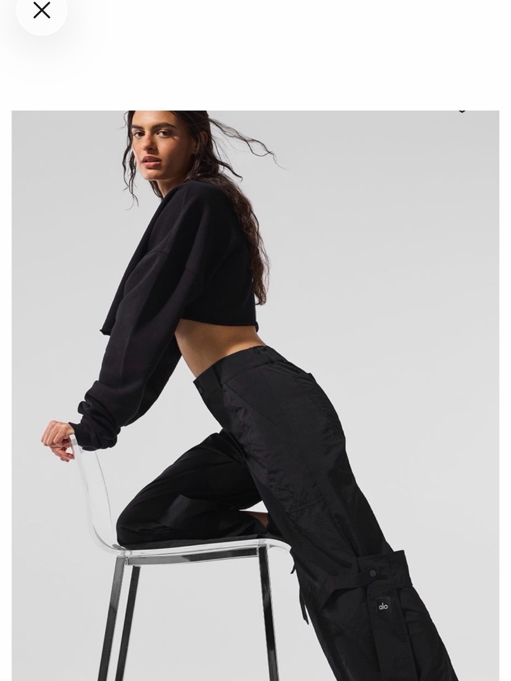 ALO Yoga Black High-Rise Track Pants with Cargo Detail